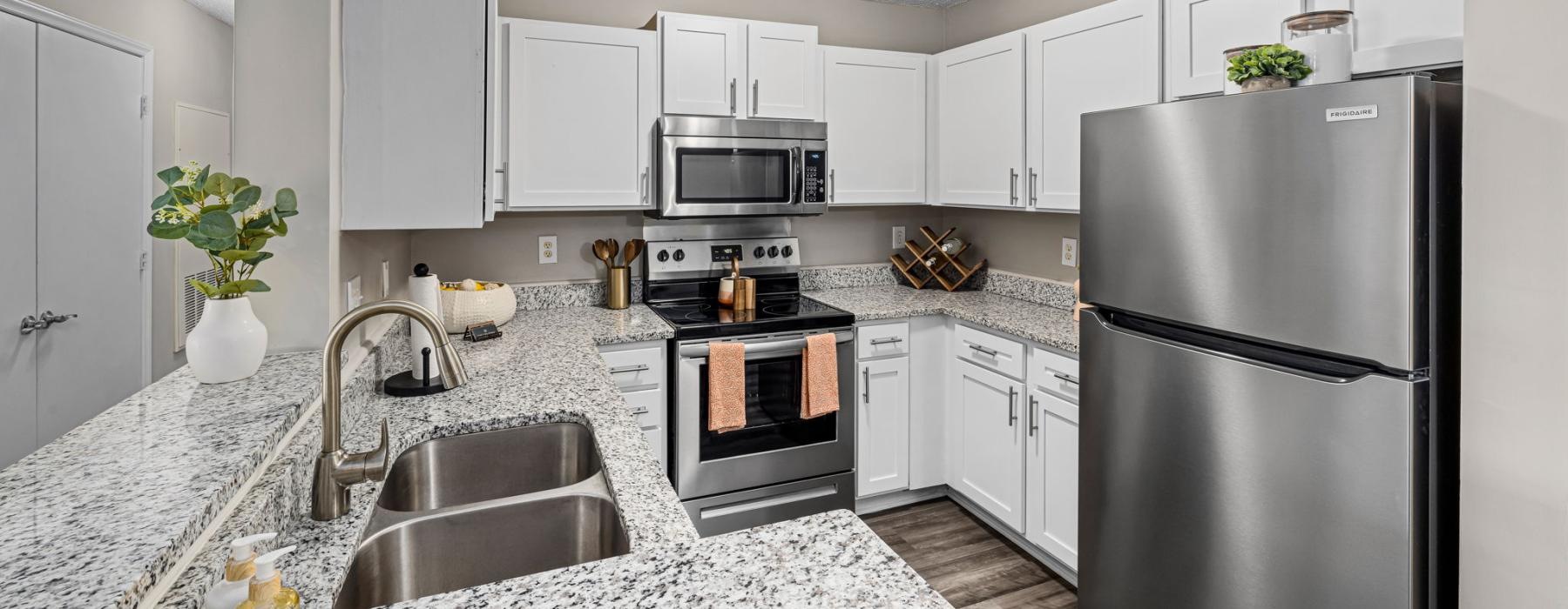 Luxury kitchen at Fieldstone Apartments in Orange County, NC